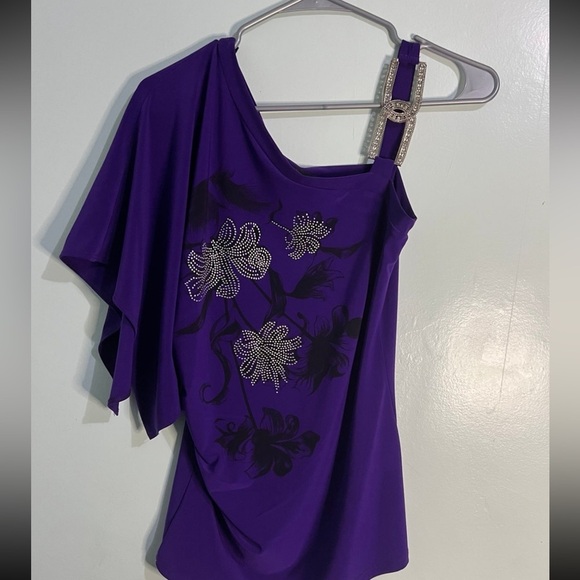 Solar - Womens Dressy Purple Rhinestone top - Picture 11 of 11